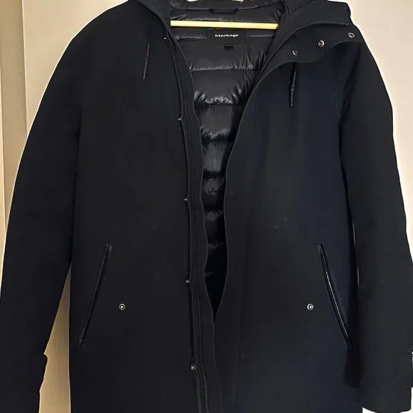 Mackage Black Hooded Down Parka with Removable Down Liner - Picture 2 of 8